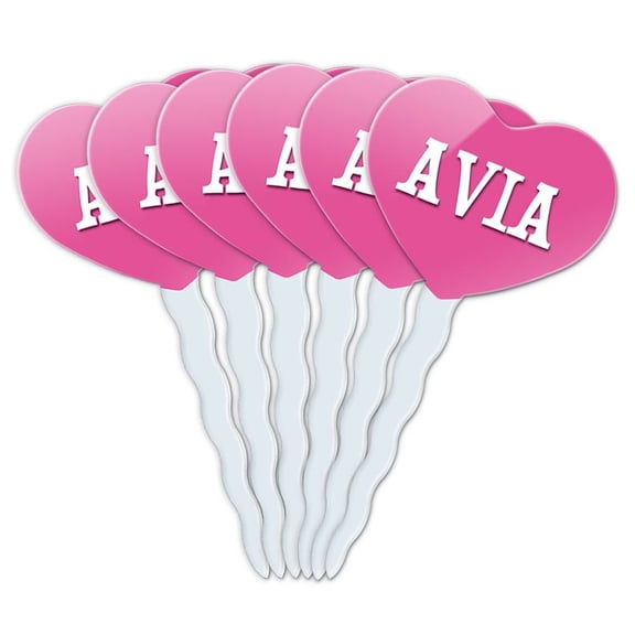 Avia Heart Love Cupcake Picks Toppers - Set of 6