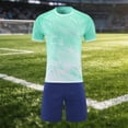 thumbnail image 4 of Odeerbi Niños Niñas Malla Rápido Seco Uniforme de Fútbol Conjunto Geométrico Gradiente Impresión Camiseta Shorts Ropa Deportiva Atlética Para 5-15 Años, 4 of 7