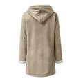 thumbnail image 5 of Fanxing Teen Girls Plus Size Suede Leather Coat Winter Warm Sherpa Fleece Lined Suede Hooded Parka Coats Mid Length Cozy Fuzzy Pea Coat Khaki,S, 5 of 6