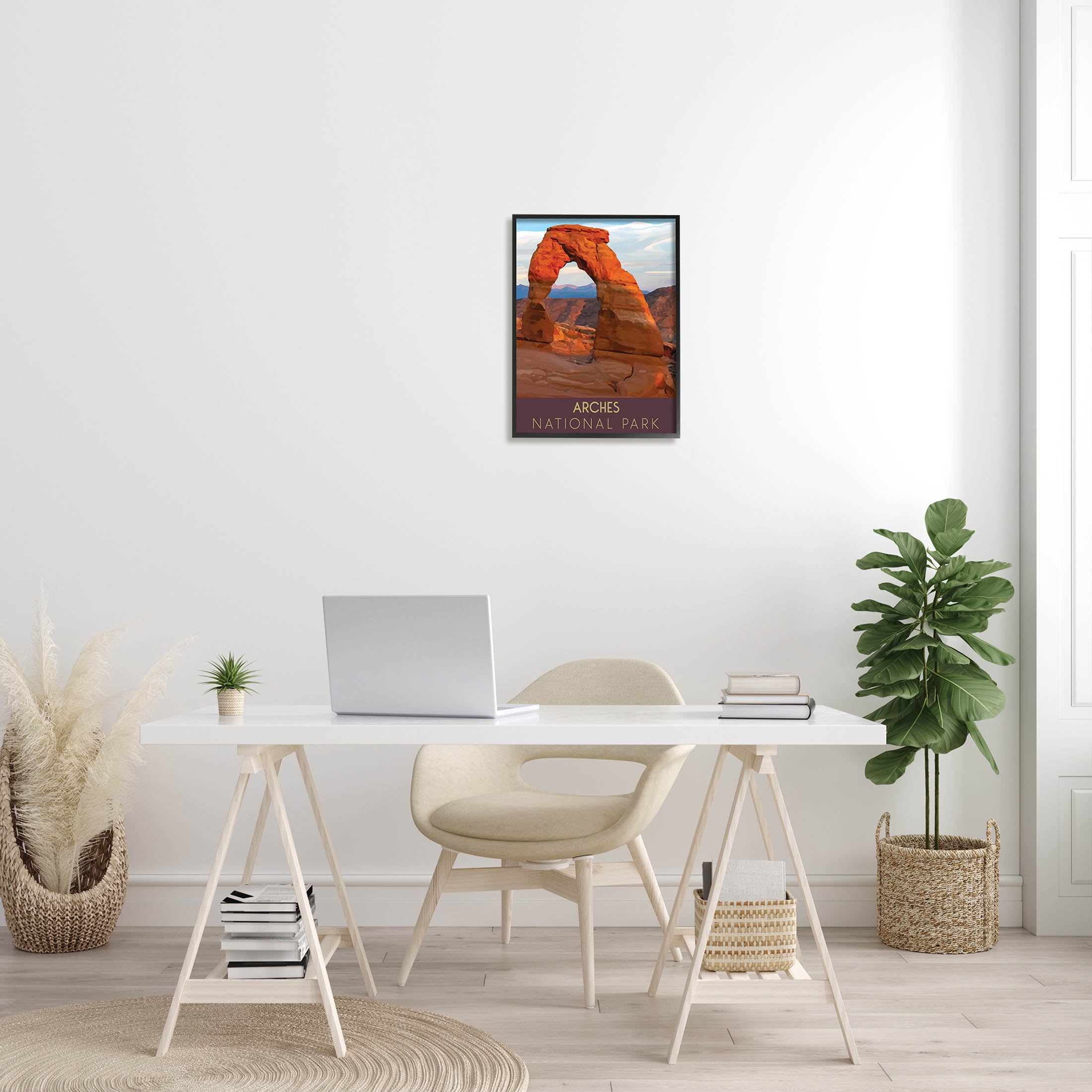 Arches National Park Desert Canyon Landscape Graphic Art Black Framed Art Print Wall Art