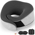 thumbnail image 1 of Travel Pillow, Memory Foam Neck Pillow for Travel, Airplane Travel Pillow with (Light Grey), 1 of 4