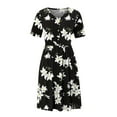thumbnail image 3 of Mefallenssiah Robes de Mode pour Femmes Été Imprimé Décontracté Col en V Manches Courtes Bouton Vacances Plage Robe, 3 of 4