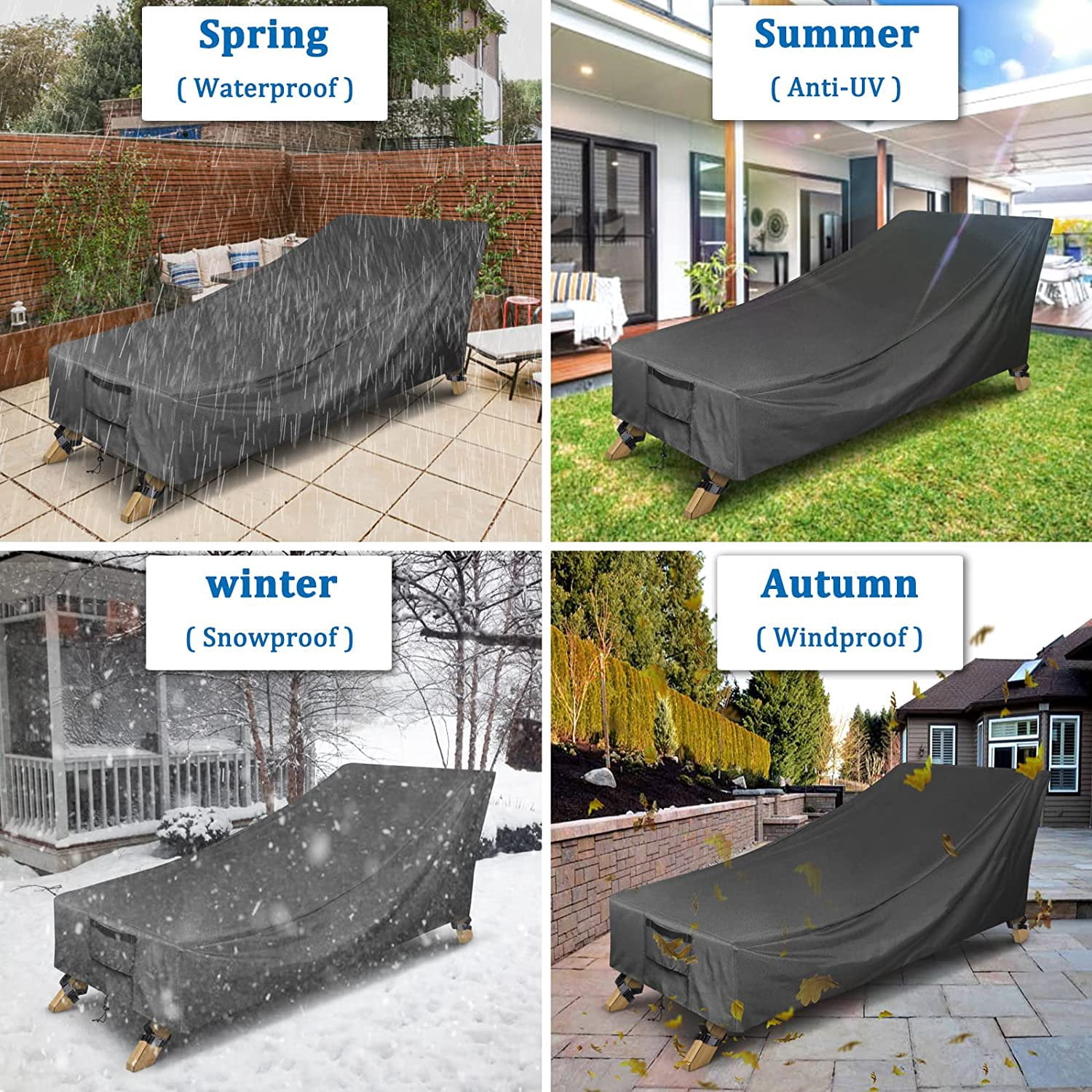 STARTWO Heavy Duty Waterproof Patio Lounge Chair Cover - Outdoor Chaise Lounge from UV and Weather