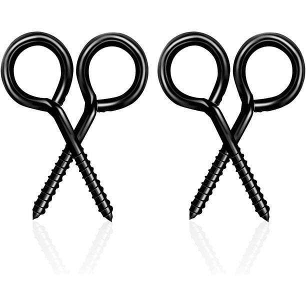 4 Uds. Ganchos de tornillo de ojo negros de 5 pulgadas ganchos de tornillo de acero inoxidable para silla de columpios, Yoga para colgar, aplicaciones de amarre