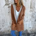 thumbnail image 2 of Fashionable Solid Color Long Sleeved Casual Sweater Cardigan, Hooded Jacket with Pockets for Versatile Layering in Women's Everyday Wardrobe,Coffee,L, 2 of 5