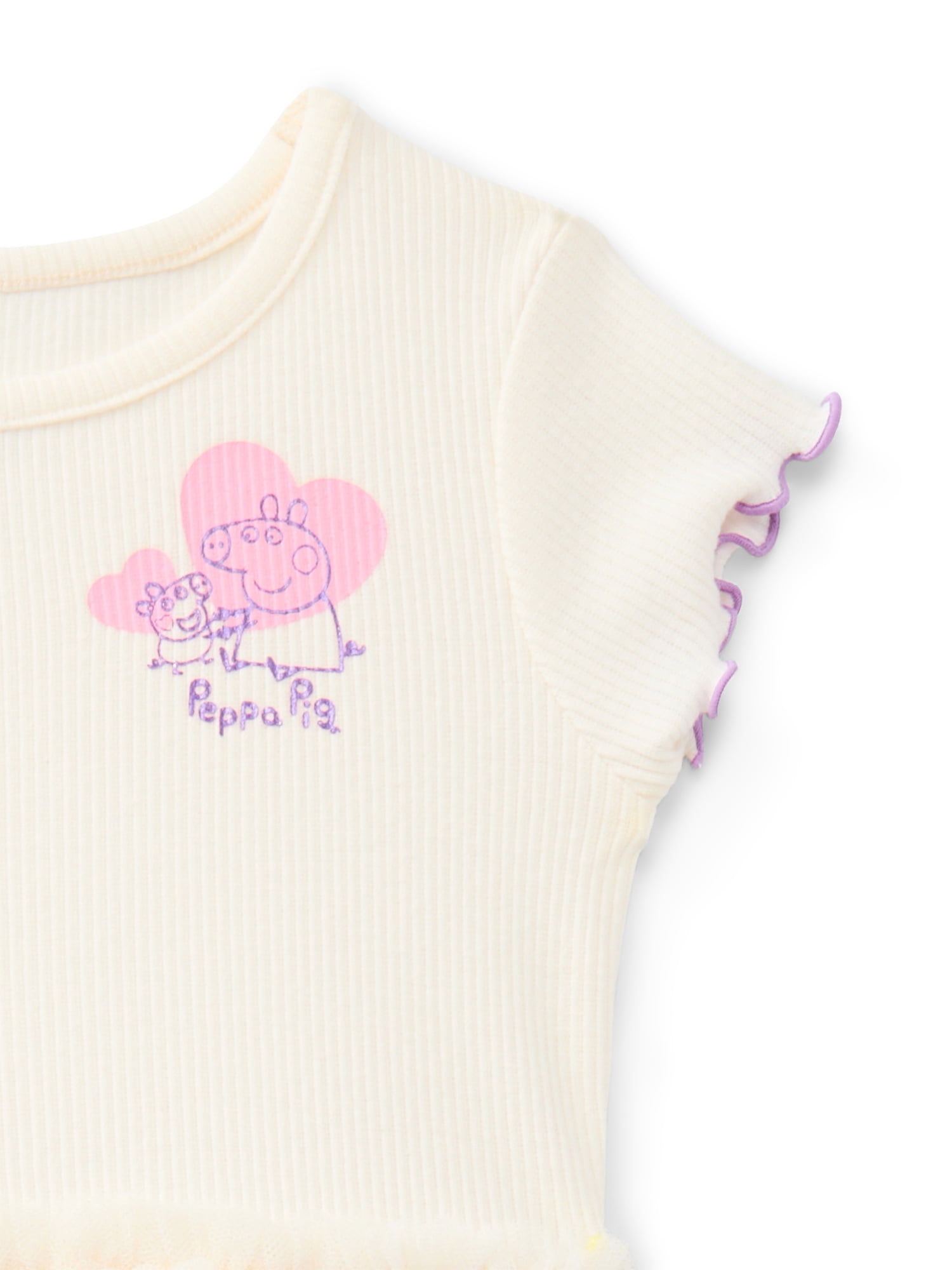 Peppa Pig Toddler Girls Tutu Dress with Short Sleeves, Sizes 12M-5T