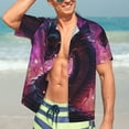 thumbnail image 5 of Lsque Neon Futuristic Dragon pattern Hawaiian Shirt for Men, Unisex Summer Beach Casual Short Sleeve Button Down Shirts-Medium, 5 of 9