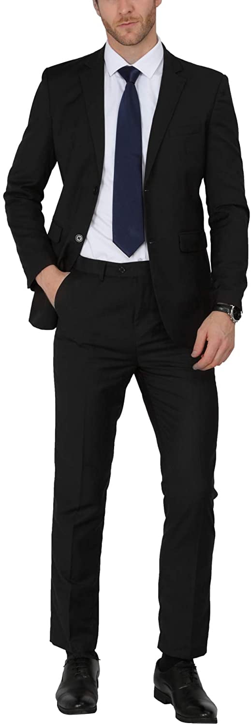 WEEN CHARM Mens Slim Fit 2-Piece Suit One Button Blazer Wedding Tuxedo Single Breasted Jacket Pants Set