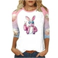 thumbnail image 2 of BiZtdJrK Women's Happy Easter Shirt 3/4 Sleeve Funny Tops Rabbit Graphic Colored Eggs Print Tees Cotton Crew Neck T-Shirts Easter Day Gifts Pink XL Weekly Sales, 2 of 6