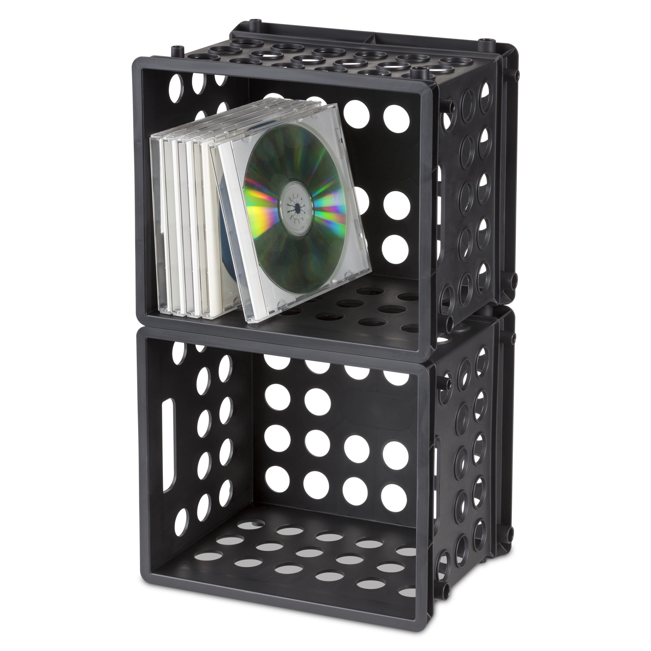 Sterilite Mini Crate, Multi-Purpose Plastic Storage Bin with Through Handles, Stackable, Black