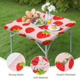 thumbnail image 4 of Red Strawberry Plants Fruit Pink Pattern Square Fitted Tablecloth with Elastic Edge,Square Table Cover,Washable Elastic Table Cover for Home Kitchen Party Decor 34"x34", 4 of 6