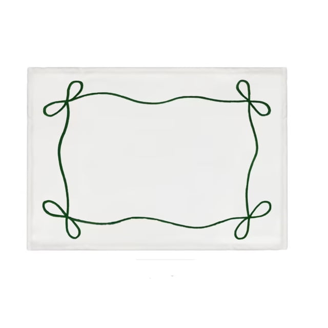 Cotton Linen Placemats with 3D Bow Embroidery Red 19.7X11.8In Festive Table Decorations for Holiday Dining