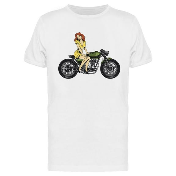 Vintage Motorcycle Retro Girl T-Shirt Men -Image by Shutterstock, Male 3X-Large