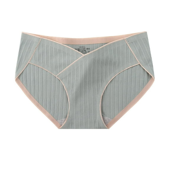 Ashirexll Maternity Underwear Plus Size Solid Color Low Waist Cotton Breathable Comfortable Soft Maternity Underwear Green XL
