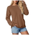 thumbnail image 1 of Splozh Chandail à Col Rond à Manches Longues pour Femmes Chandails à Manches Longues pour Femmes Décontracté Grande Taille Chandail à Col Rond Chandail d'Automne Tendance Chandail Vêtements d'Hiver Café,2TG, 1 of 6