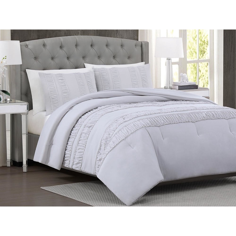 Christian Siriano New York King Size 3Piece Comforter Set Light Grey