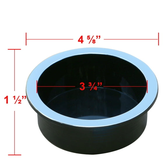 Universal Replacement Plastic Cup Holder, Chrome Lip, 3 3/4" Diameter