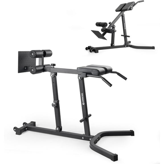 LIONSCOOL Heavy-Duty Adjustable Roman Chair - Back Extension  with Multiple Adjustment Functions- Hyperextension  Perfect for Home Gym (Black, 45°-180° )