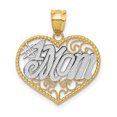 thumbnail image 1 of Pendentif Cœur Maman 14K Rhodié Or Jaune & Rhodié Filigrane 1, 1 of 2