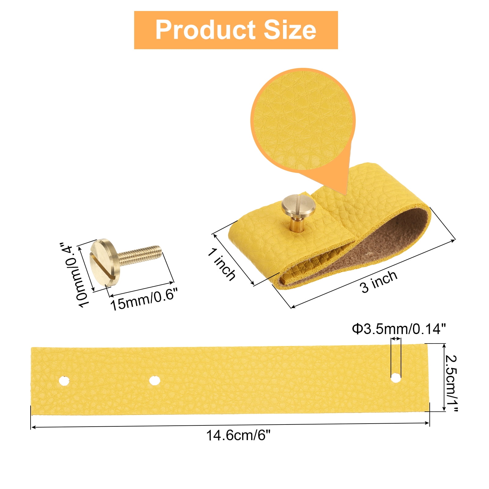 Unique Bargains Leather Drawer Pulls Replacement of Traditional Knobs for Drawer Yellow
