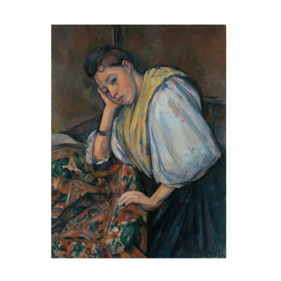 Cezanne 'Young Italian Woman At A Table' Canvas Art