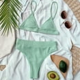 thumbnail image 2 of Hotian Women High Waisted Triangle Bikini Set Ribbed Cami Swimsuits Green S, 2 of 5