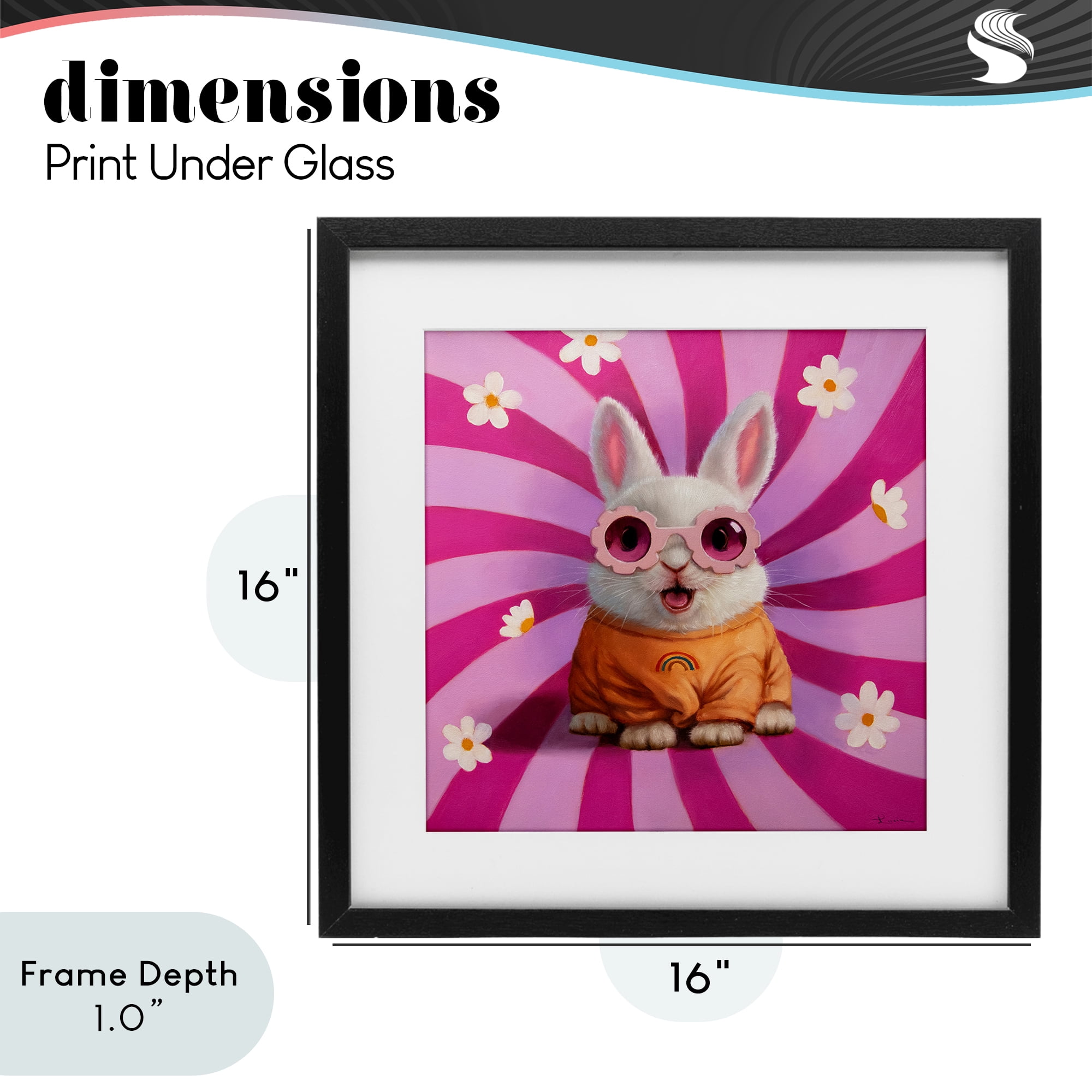 Stupell Industries Good Vibes Only Rabbit Black Framed Print Under Glass, design by Lucia Heffernan