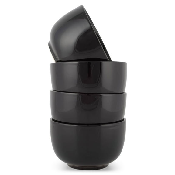 Elanze Designs Bistro Glossy Ceramic 4 inch Dessert Bowls Set of 4, Black