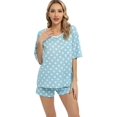 thumbnail image 2 of EFINNY Women's Pajamas Set Short Sleeve 2 Piece Soft Comfy Nightwear Set Retro Polka Dot Loungewear Sets,S-XXL, 2 of 6