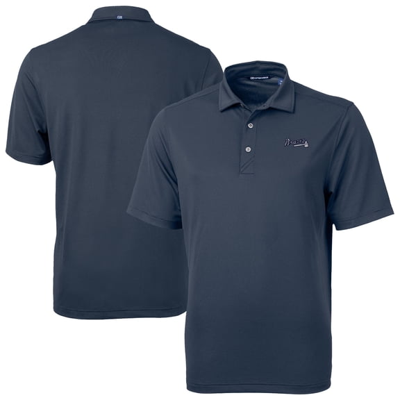 Men's Cutter & Buck Navy Atlanta Braves Virtue Eco Pique Recycled Polo