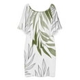 thumbnail image 3 of Sage Green Botanical Women's Off The Shoulder Ruffles Summer Wedding Guest Loose Casual Party Beach Dress, 3 of 9