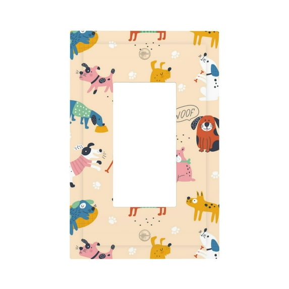 DouZhe 1-Gang Decorator/Rocker Wallplate, Cute Dogs Funny Puppy Decorative Wall Plates