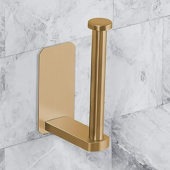 Januofit Toilet Paper Holder Self Adhesive Kitchen Washroom Adhesive Toilet Roll Holder No Drilling for Bathroom Stick on Wall Stainless Steel Brushed (Gold)