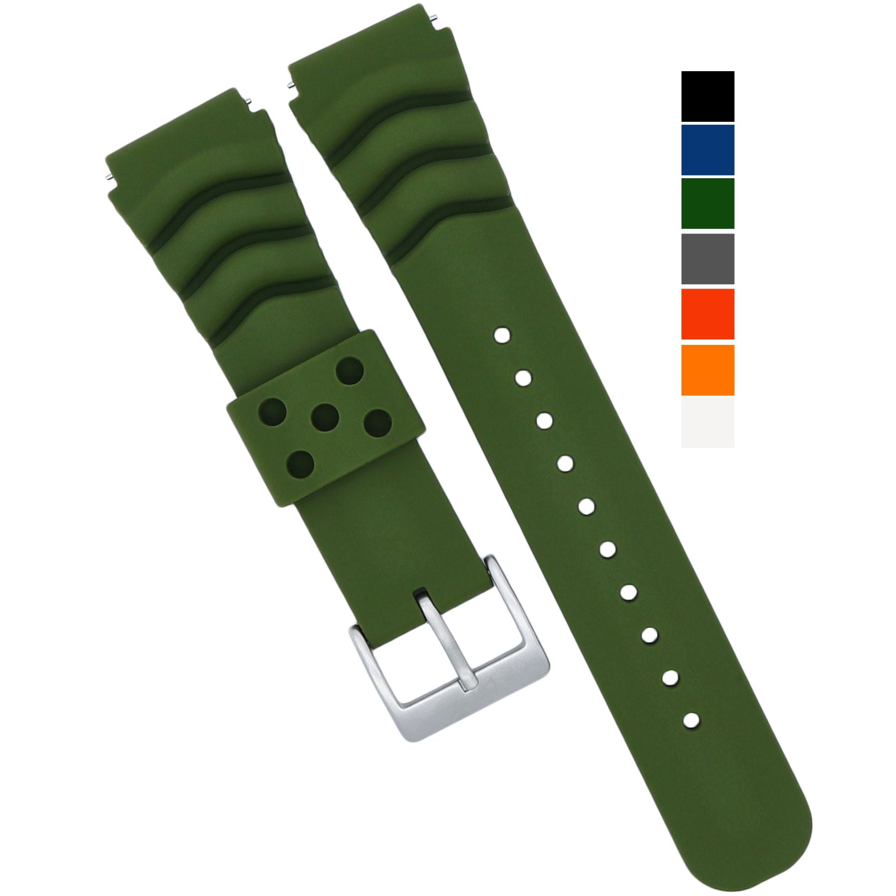 18mm 20mm 22mm Green Silicone Watch Band Quick Release Diver Style for Men  and Women