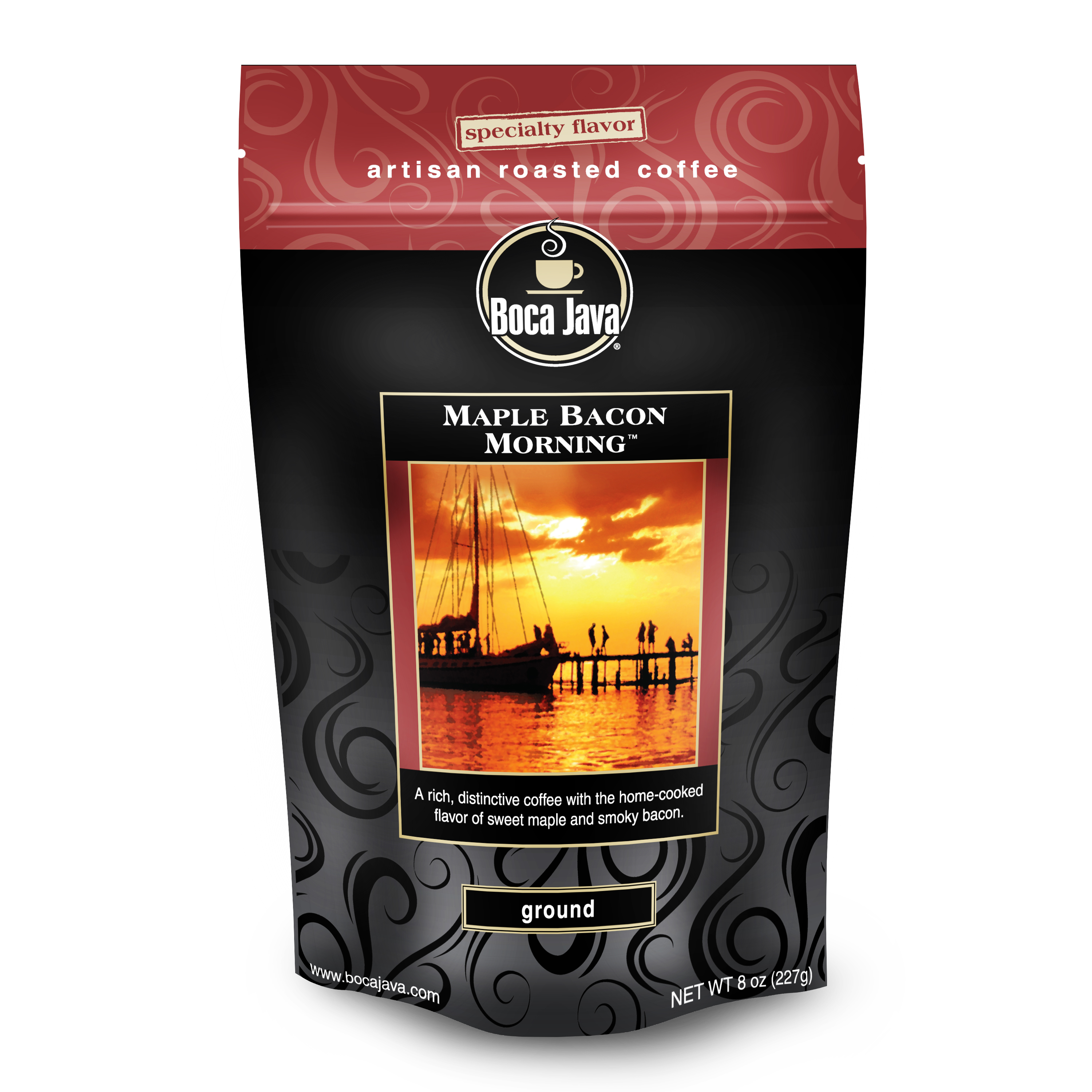 Boca Java Roast to Order Maple Bacon Morning Flavored Ground Coffee, 8