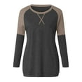 thumbnail image 7 of IROINNID Womens Plus Size Tops Long Sleeve Workout Tops for Women Patchwork Pockets Round Neck Pullover Blouse T-shirt,Dark Gray, 7 of 7