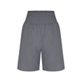 thumbnail image 4 of ClodeEU Women's Summer Elast Waist Vintage Shorts with Pockets, Casual Loose Short Gray,Womens Plus S, 4 of 7