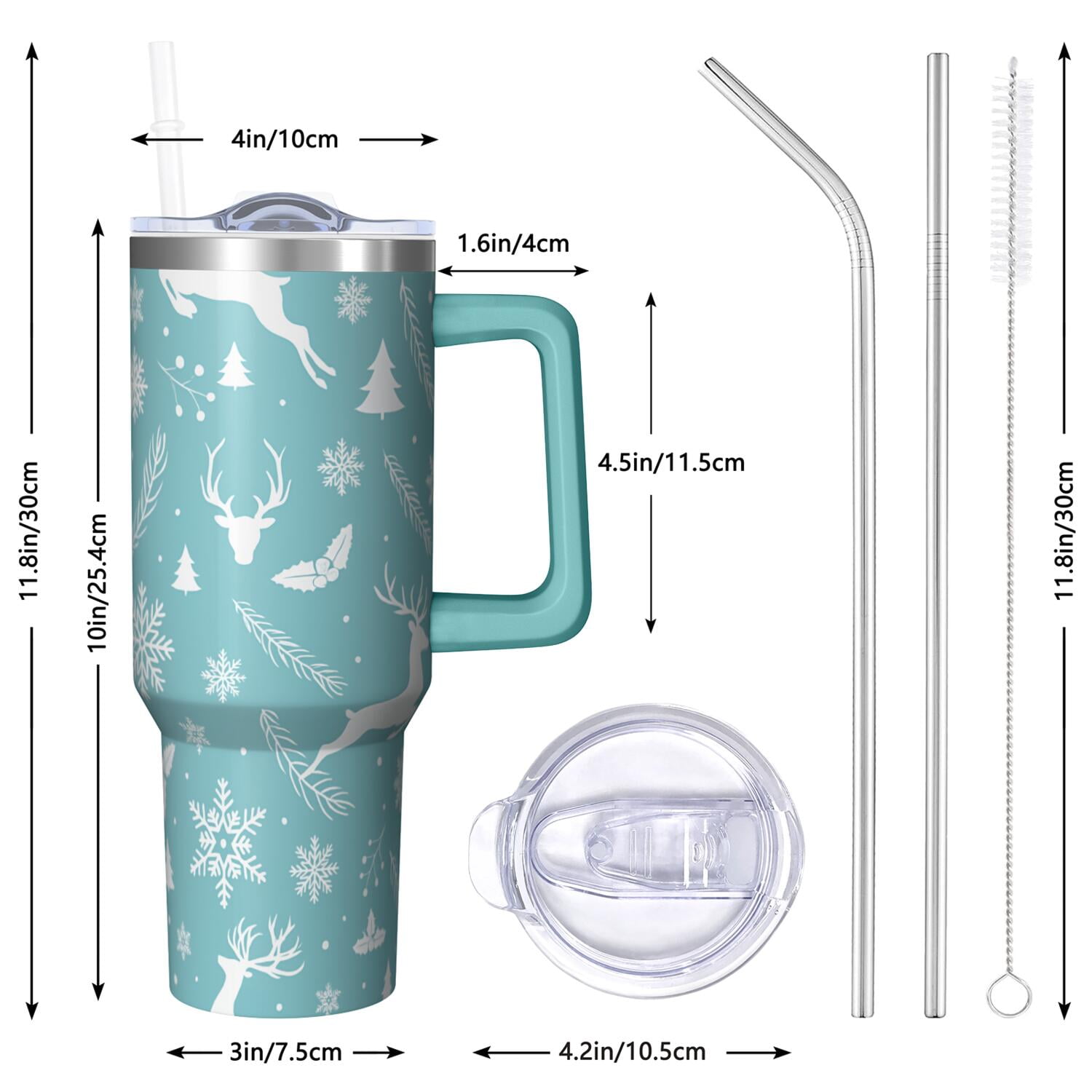 1pc 40 oz Christmas Tumbler with Lid and Straw Stainless steel Insulated tumblers Cute water bottle Travel/Gym coffee tumbler Gifts for Women/men