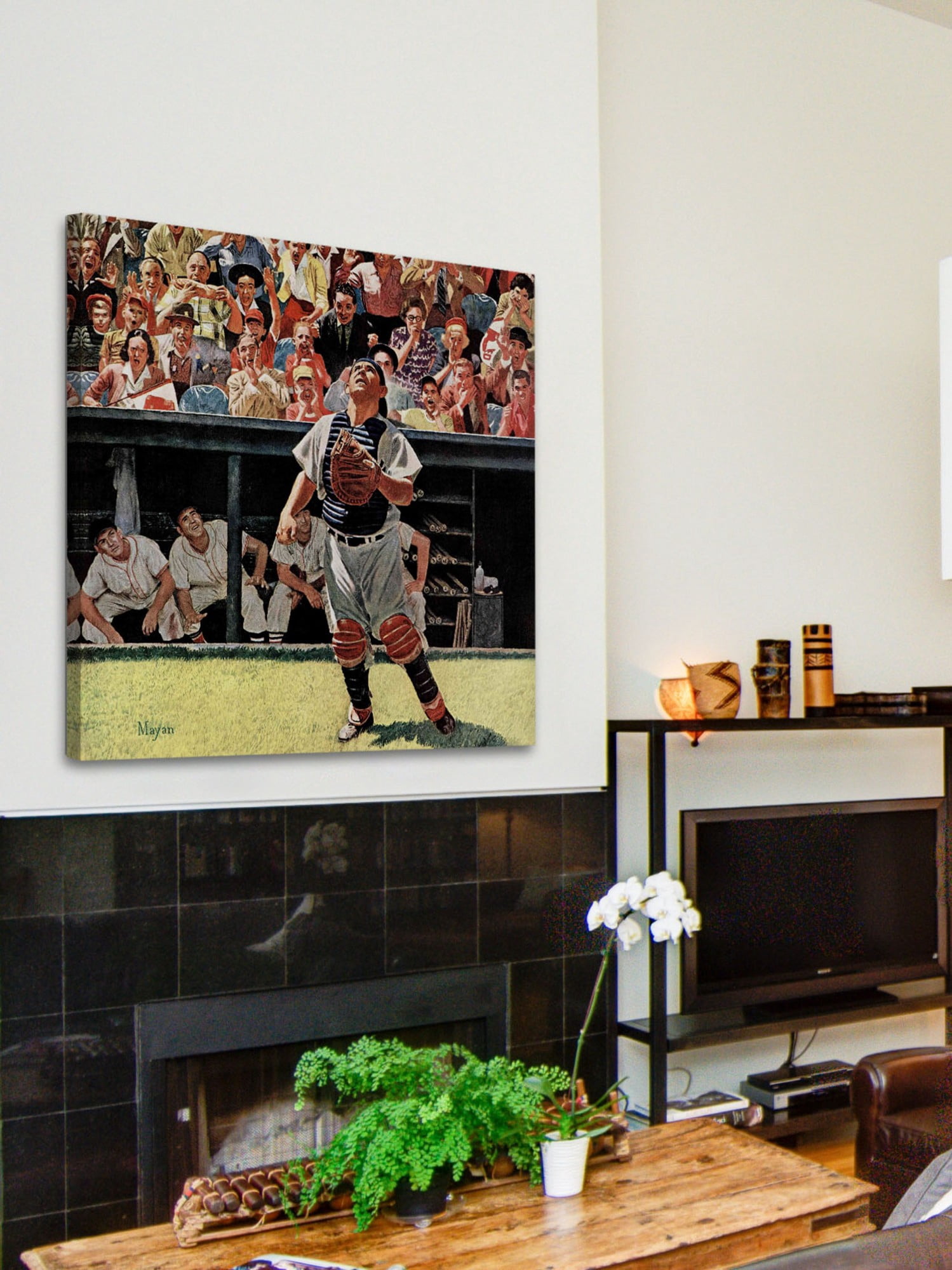 Marmont Hill Yogi Berra by Earl Mayan Painting Print on Wrapped Canvas