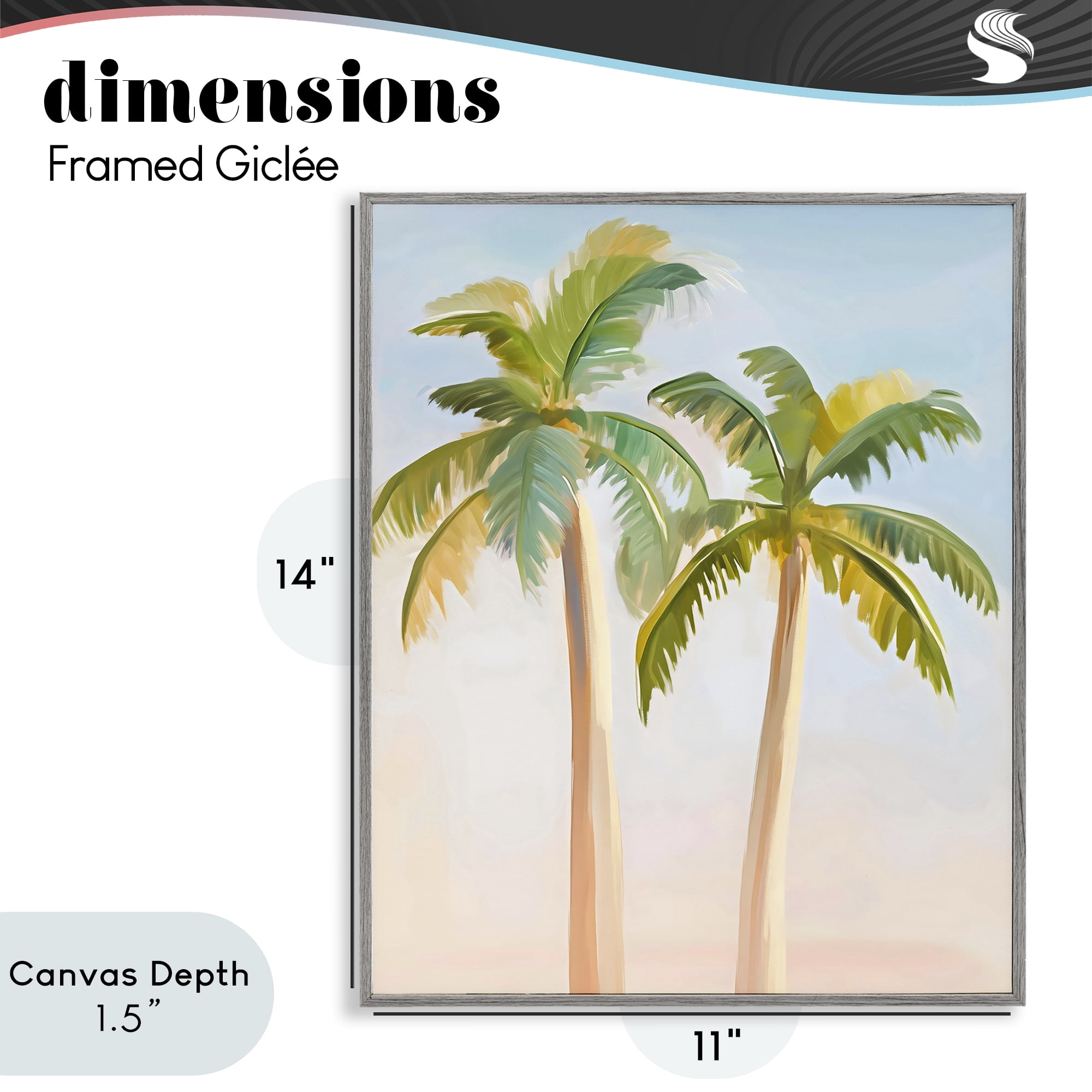 Stupell Industries Tropical Palm Twins at Sunrise Gray Framed Giclee Art, design by The Prints Vibe