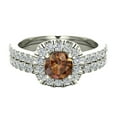 thumbnail image 4 of Champagne Diamond Engagement Ring Round Cut Champagne Diamond Cushion Halo Rings 14K White Gold 1.00 Carat (H,SI), 4 of 5