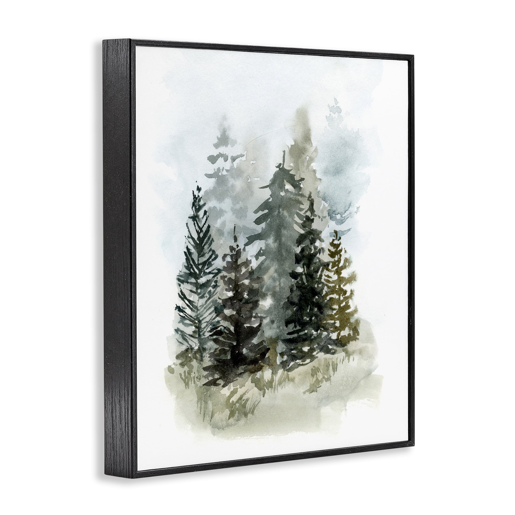 Stupell Industries Layered Forest Trees Botanical & Floral Painting Black Framed Art Print Wall Art, 24 x 30