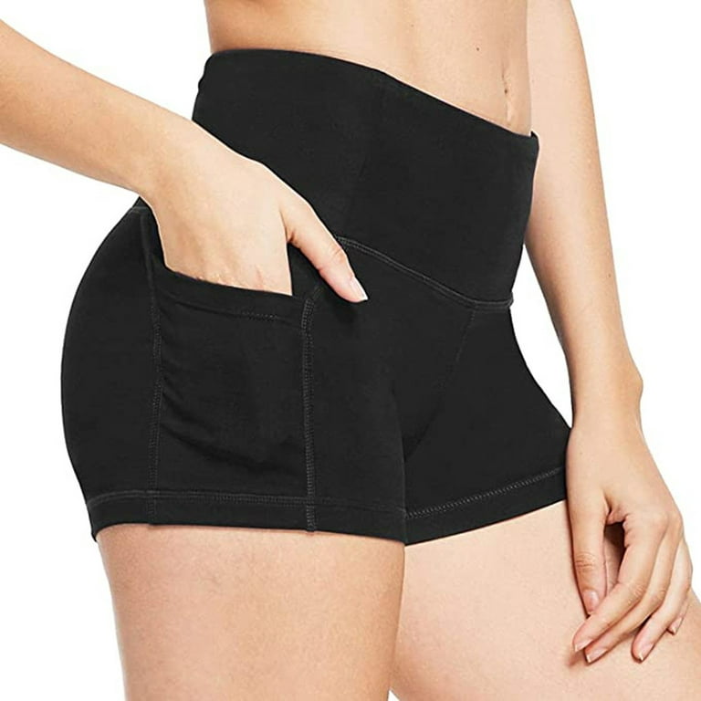 High Waisted Yoga Biker Shorts for Women with Pockets, Tummy