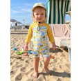 thumbnail image 4 of BemeyourBBs Newborn Baby Boy Girl One Piece Swimsuit with Sunhat Infant Boys Bathing Suit Long Sleeve Rash Guard UPF 50+ Turtle Shark Coconut Tree Printed Zipper Swimwear Summer Beachwear, 4 of 9