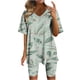 thumbnail image 1 of Blusas para Mujeres Casual Cuello en V Impresión de Manga Corta Blusa Y Pantalones Cortos Dos Piezas Pantalones Conjunto, 1 of 4