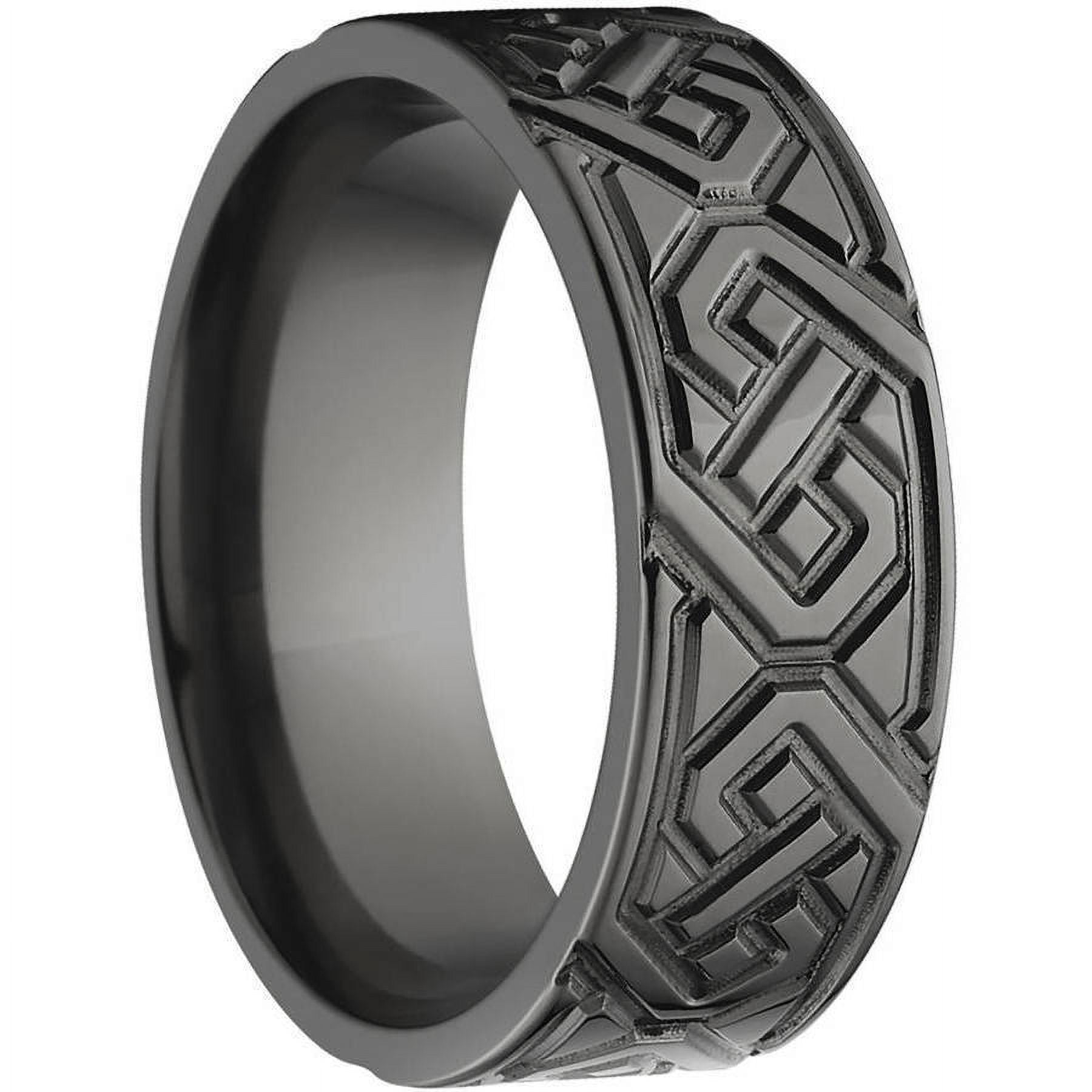 8mm Flat Black Zirconium Ring with a Milled Celtic Design