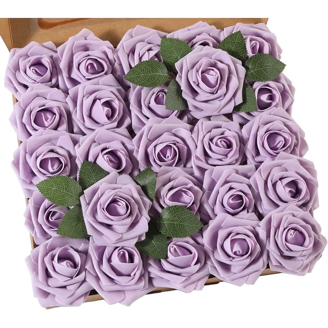 Rosas artificiales Rosas falsas Flores de rosa de espuma (púrpura claro, 25 piezas) TUNC Sencillez