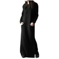 thumbnail image 2 of Brilliant Dresses for Women Plus Size Elegant Fall Round Neck Winter Warm Color Long Sleeve Pocket Long Dress Long Maxi Dresses New Arrivals Black XXXXL, 2 of 6