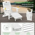 thumbnail image 6 of Folding Adirondack Chair with Ottoman Set of 2 HDPE Outdoor Chair Pull Out Footrest with 2 Cup Holders Garden Lawn White, 6 of 9