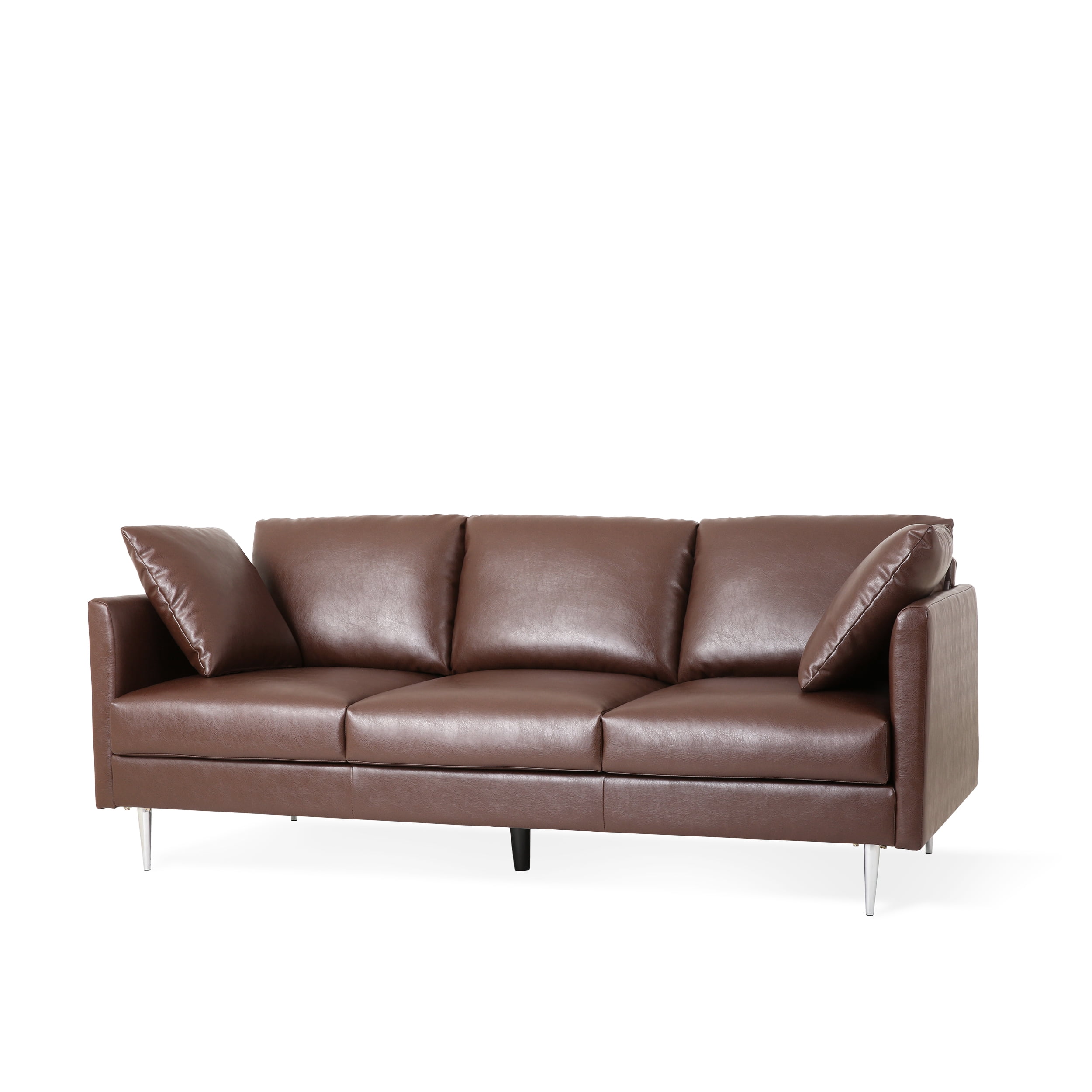 2-Seater Tufted PU Leather Double Sofa Brown HOMCOM 51 Wide Loveseat with Armrest 